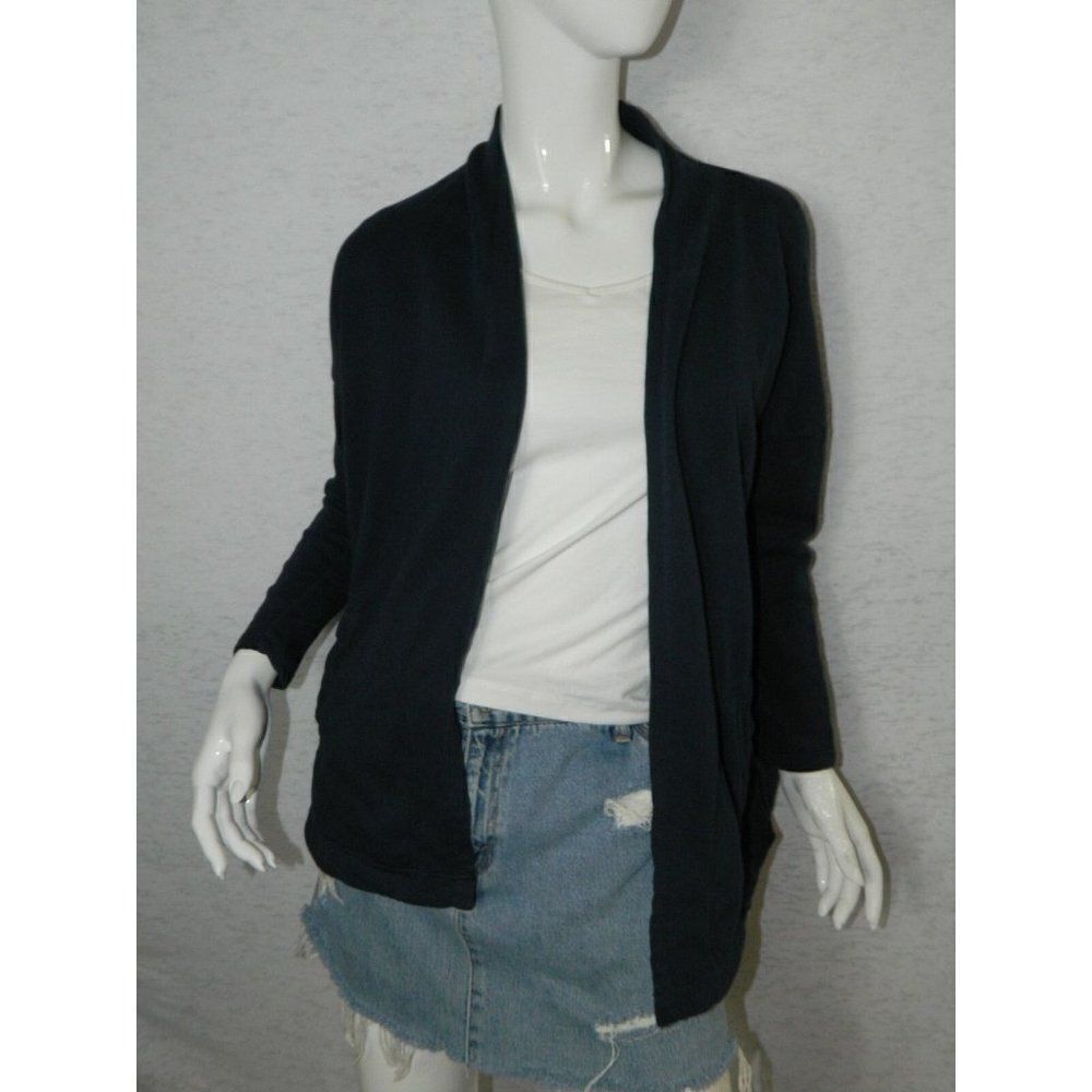 Lou & Grey  Cardigan‎ Blue Open Front Long Sleeve Cotton Size Small